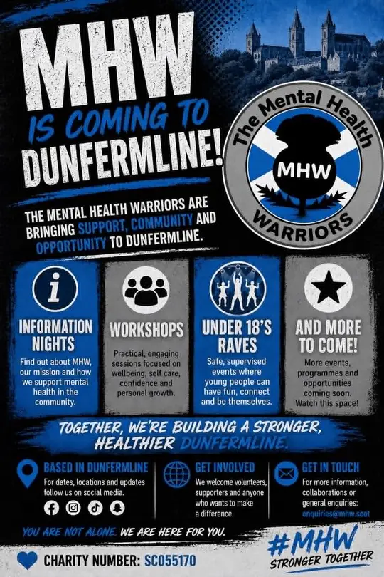 Poster: Mental Health Warriors is coming to Dunfermline