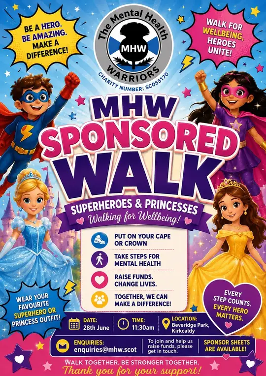 Poster: MHW Sponsored Walk, superheroes and princesses